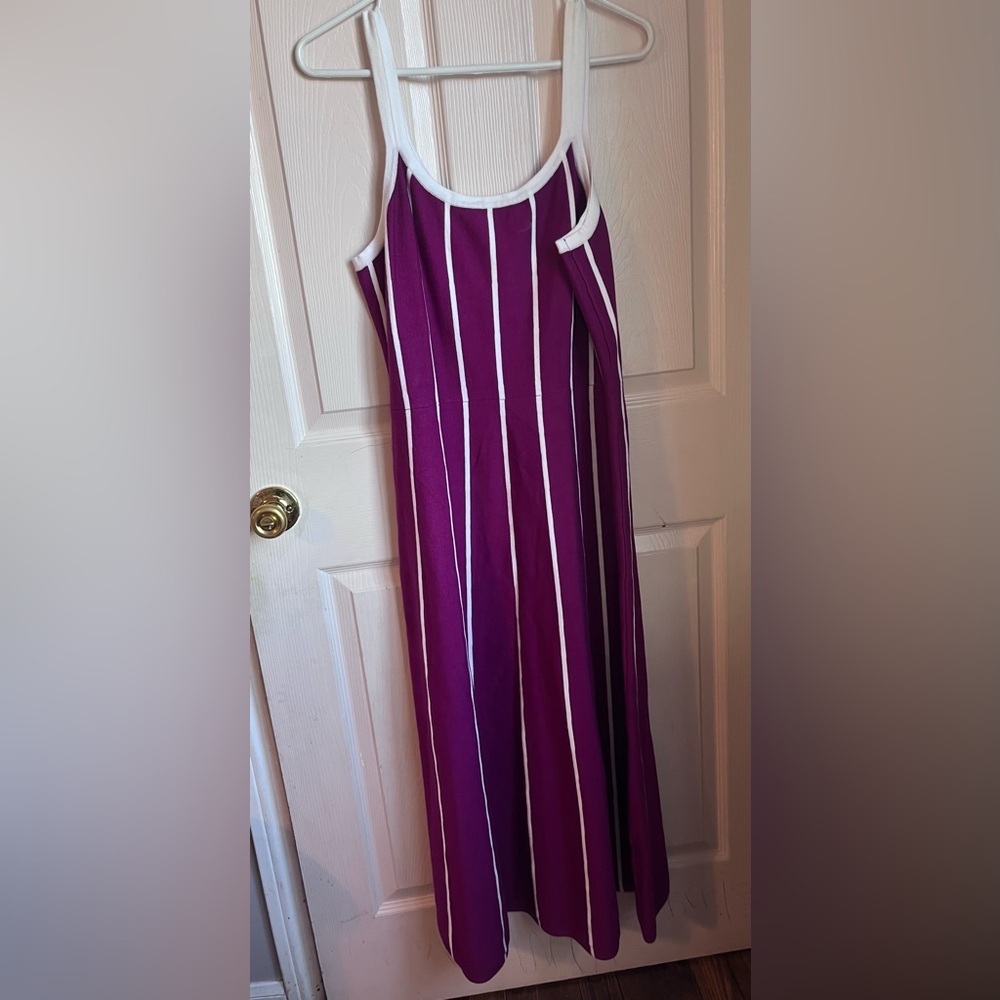 Purple and White Striped Maxi Dress